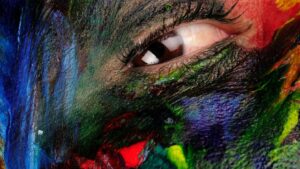 Women with paint in his face