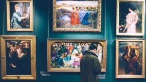 men at museum
