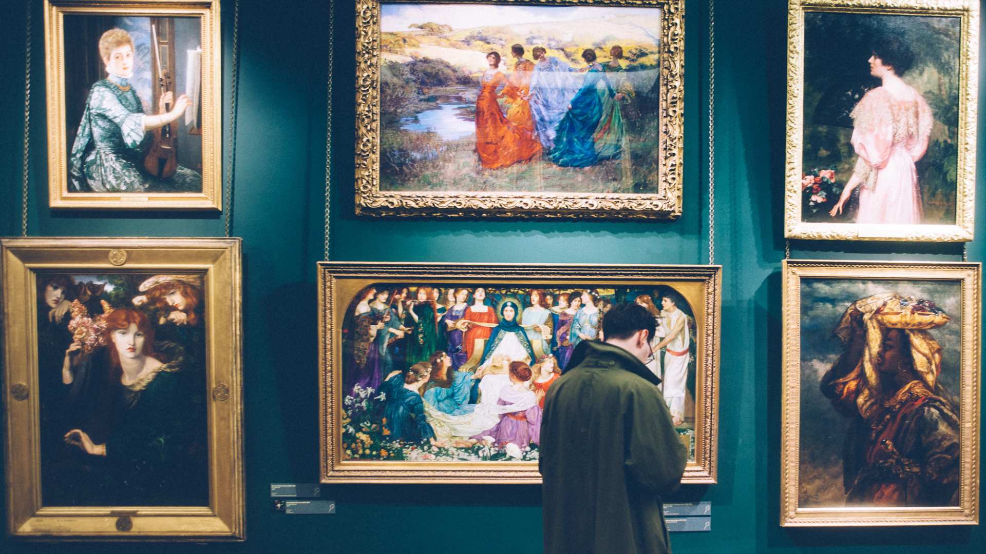 men at museum